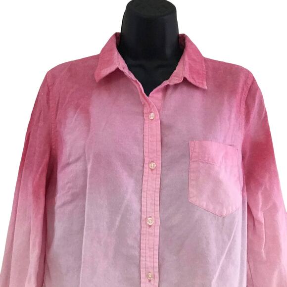 Bleach Dyed Pink Denim Shirt Old Navy Size Medium - Picture 1 of 5